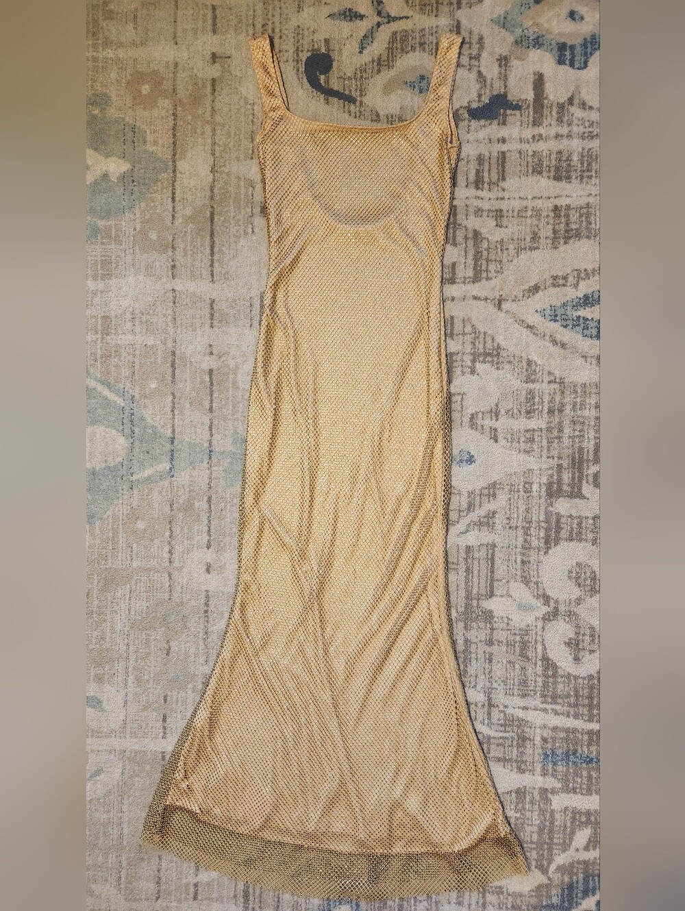 Almond Muse Rhinestone Maxi Dress. Gold. Size M. NWT